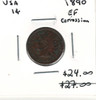 United States: 1890 1 Cent EF40 with Corrosion