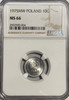 Poland: 1975MW 10 Groszy NGC MS66