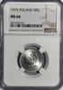 Poland: 1975 50 Groszy NGC  MS66