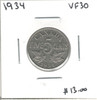 Canada: 1934 5 Cent VF30