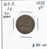 United States: 1858 1 Cent Small Letters VF20