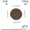 United States: 1904 1 Cent  VF20