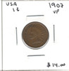 United States:  1907  1 Cent  VF20