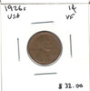 United States: 1926S 1 Cent VF20