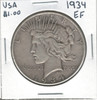 United States: 1934 Peace Dollar EF40