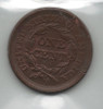 United States: 1851 1 Cent Braided Hair ICCS AU55 Traces of Red