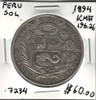 Peru: 1894 Sol Silver Coin