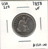 United States: 1858 25 Cent VF20