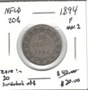 Canada: Newfoundland: 1894 20 Cent Obverse 2 F12 with Imperfections