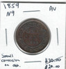 Canada: 1859 1 Cent N9 AU50 with Corrosion