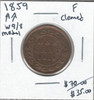 Canada: 1859 1 Cent W9/8 Medal F12 Cleaned