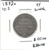 Canada: 1872H 25 Cent Large 2 VF20 with Scratch