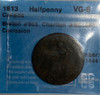 Canada: Nova Scotia: 1813 Half Penny Token; Breton 963, CH. NS-19B1 CCCS VG8