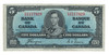 Canada: 1937 $5 Bank Of Canada Banknote C/S BC-23c