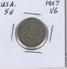 United States: 1907 5 Cent VG8