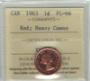 Canada: 1963 1 Cent ICCS PL66 Red Heavy Cameo