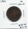 Canada: 1901 1 Cent AU50 Cleaned