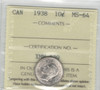 Canada: 1938 10 Cent ICCS MS64