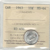 Canada: 1943 10 Cent ICCS MS64