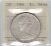 Canada: 1966 $1 Silver Dollar ICCS MS64