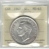 Canada: 1947 $1 Silver Dollar Blunt 7 ICCS MS63