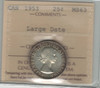 Canada: 1953 25 Cents Large Date ICCS MS63