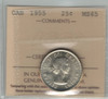 Canada: 1955 25 Cents ICCS MS65