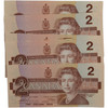 Canada: 1986 $2 Bank Of Canada Banknotes 14 in Sequence EGM