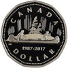 Canada: 1987 - 2017 30th Anniversary Loonie with Canoe $1 Proof Pure Silver Coin in 2x2