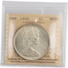 Canada: 1966 Silver Dollar Large Beads ICCS MS64 #3