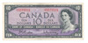 Canada: 1954 $10 Bank Of Canada Banknote Beattie-Rasminsky Circulated