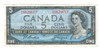 Canada: 1954 $5 Bank Of Canada Banknote Beattie-Coyne Circulated