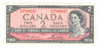 Canada: 1954 $2 Bank Of Canada Banknote Lawson-Bouey Uncirculated