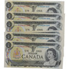 Canada: 1973 $1 Bank Of Canada Banknote Crow-Bouey BC-46b 3 Letters 8x in Sequence