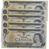 Canada: 1973 $1 Bank Of Canada Banknote Crow-Bouey BC-46b 3 Letters 8x in Sequence #4