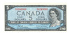 Canada: 1954 $5 Bank Of Canada Banknote Beattie-Rasminsky BC-39b
