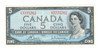 Canada: 1954 $5 Bank Of Canada Banknote Bouey-Rasminsky BC-39c