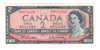 Canada: 1954 $2 Bank Of Canada Banknotes Beattie-Rasminsky BC-38b #2