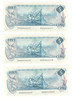 Canada: 1979 $5 Bank Of Canada Banknote Lawson-Bouey BC-53a 3x in sequence