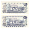 Canada: 1971 $10 Bank Of Canada Banknote Lawson-Bouey BC-49c 2x in sequence