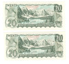 Canada: 1969 $20 Bank Of Canada Banknote Lawson-Bouey BC-50b 2x in sequence