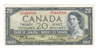 Canada: 1954 $20 Bank Of Canada Banknote Beattie Rasminsky Low Grade