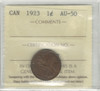 Canada: 1923 1 Cent ICCS AU50