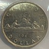 Canada: 1947 Silver Dollar Maple Leaf 2xHP ICCS AU55