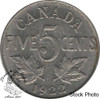 Canada: 1922 5 Cent Far Rim VF20