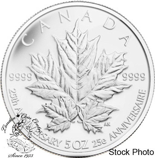 Canada 13 50 25th Anniversary Of The Silver Maple Leaf Silver Coin London Coin Centre Inc