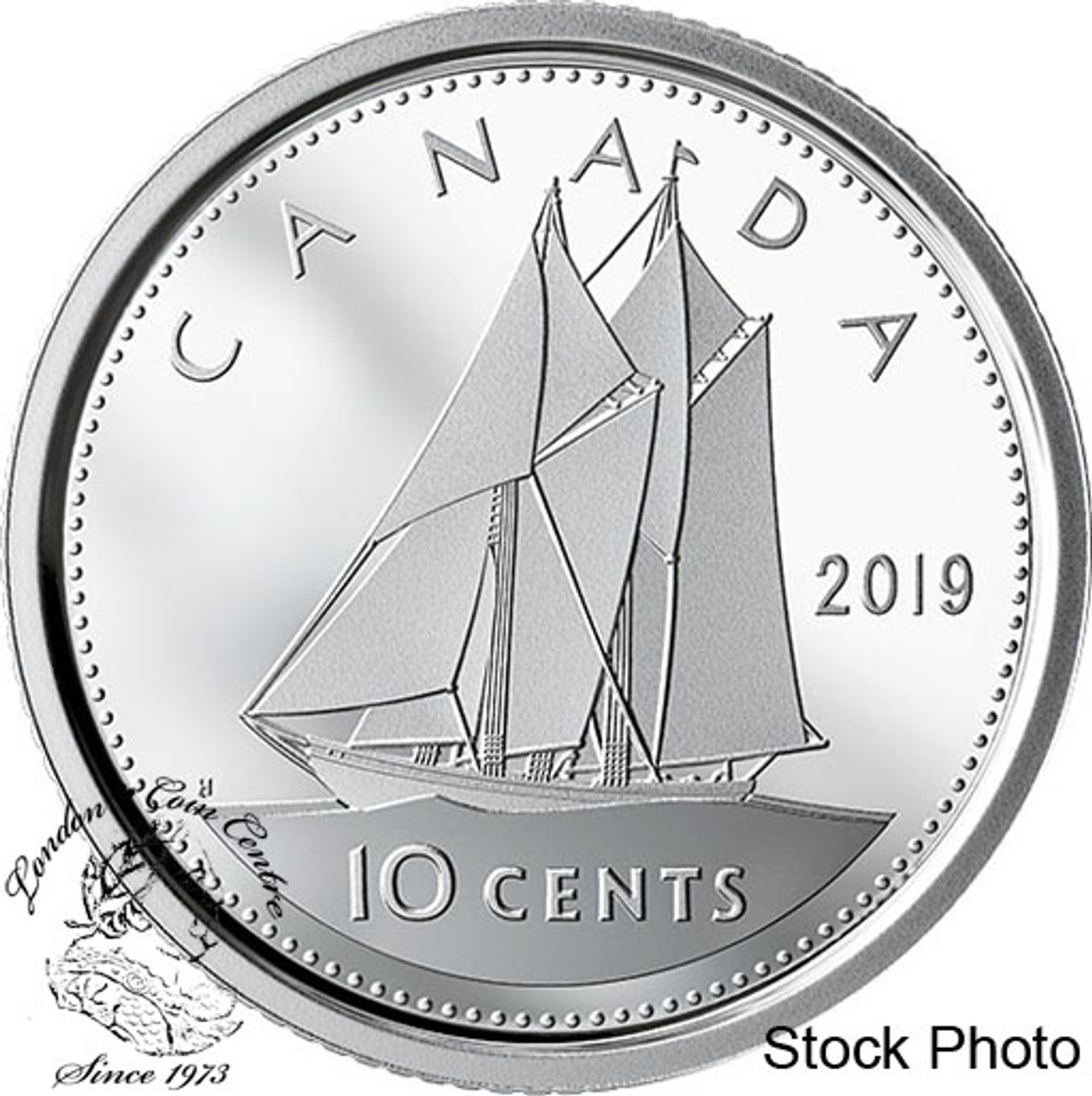 Bluenose 10 cent Low Mintage of 7,000 2019 Canada Pure Silver Colored Proof 