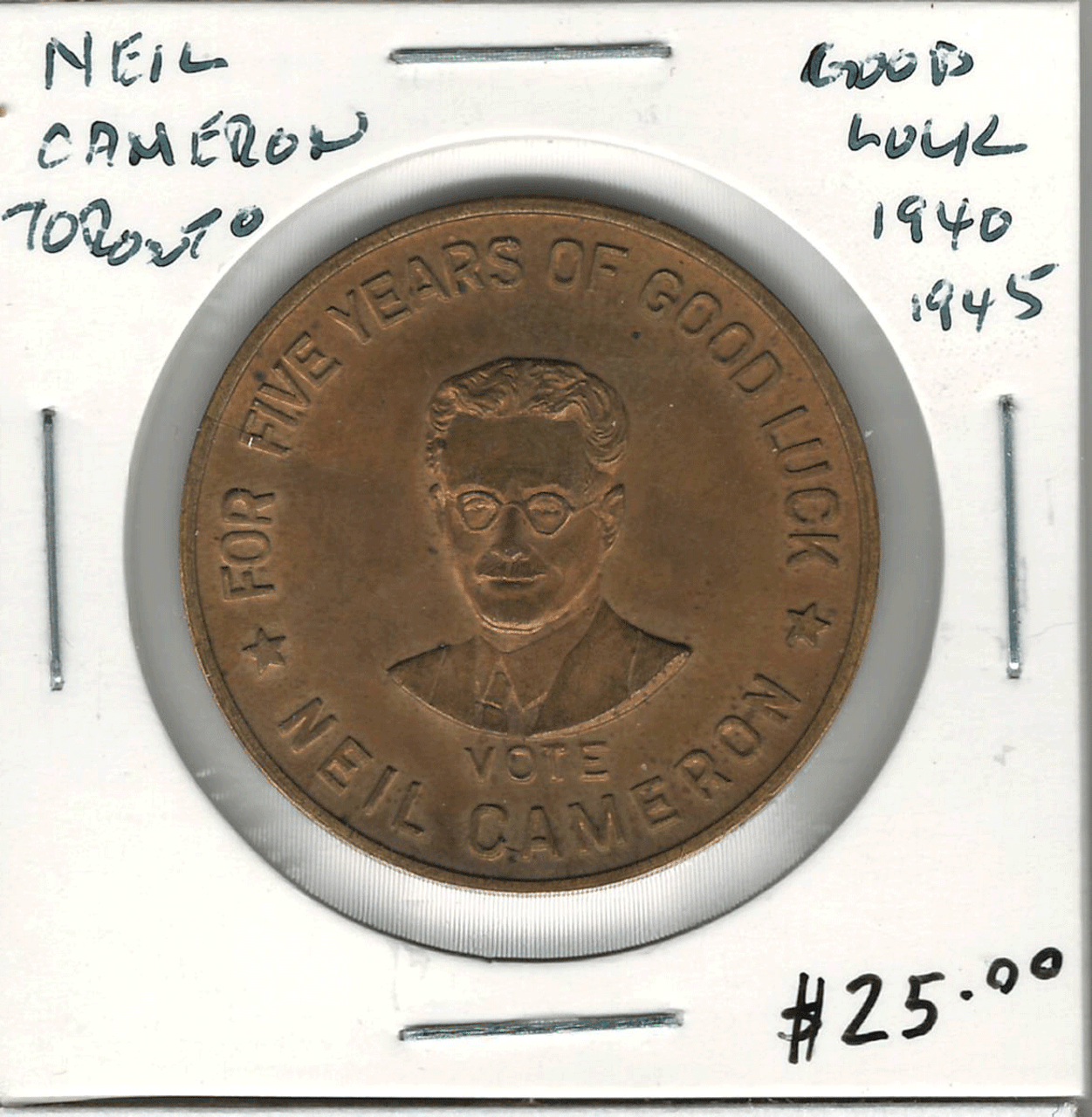 Canada: Neil Cameron Toronto Good Luck 1940 1945 Token London Coin  Centre Inc.
