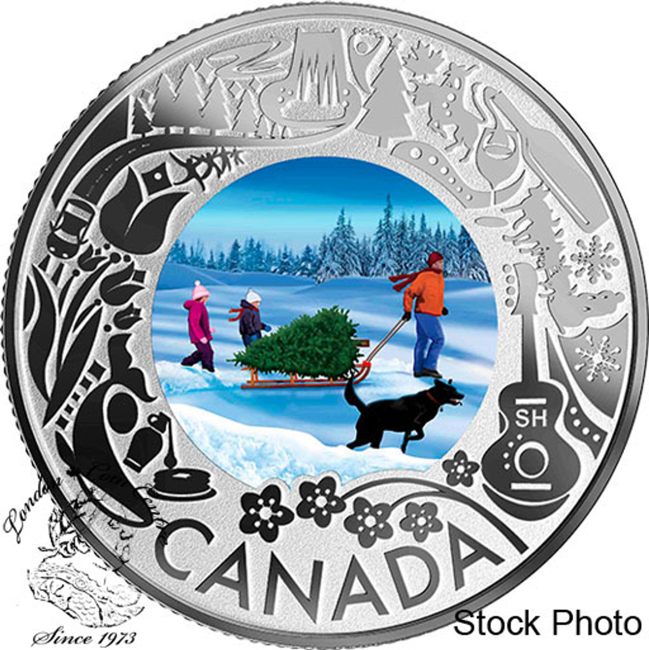 Канада 3. 3 Доллара Канады 2019 года. Канадские сувениры из Канады. Серебряная монета с зеленой новогодней елочкой. Канада - 20 долларов 2010 - Рождественская елка.