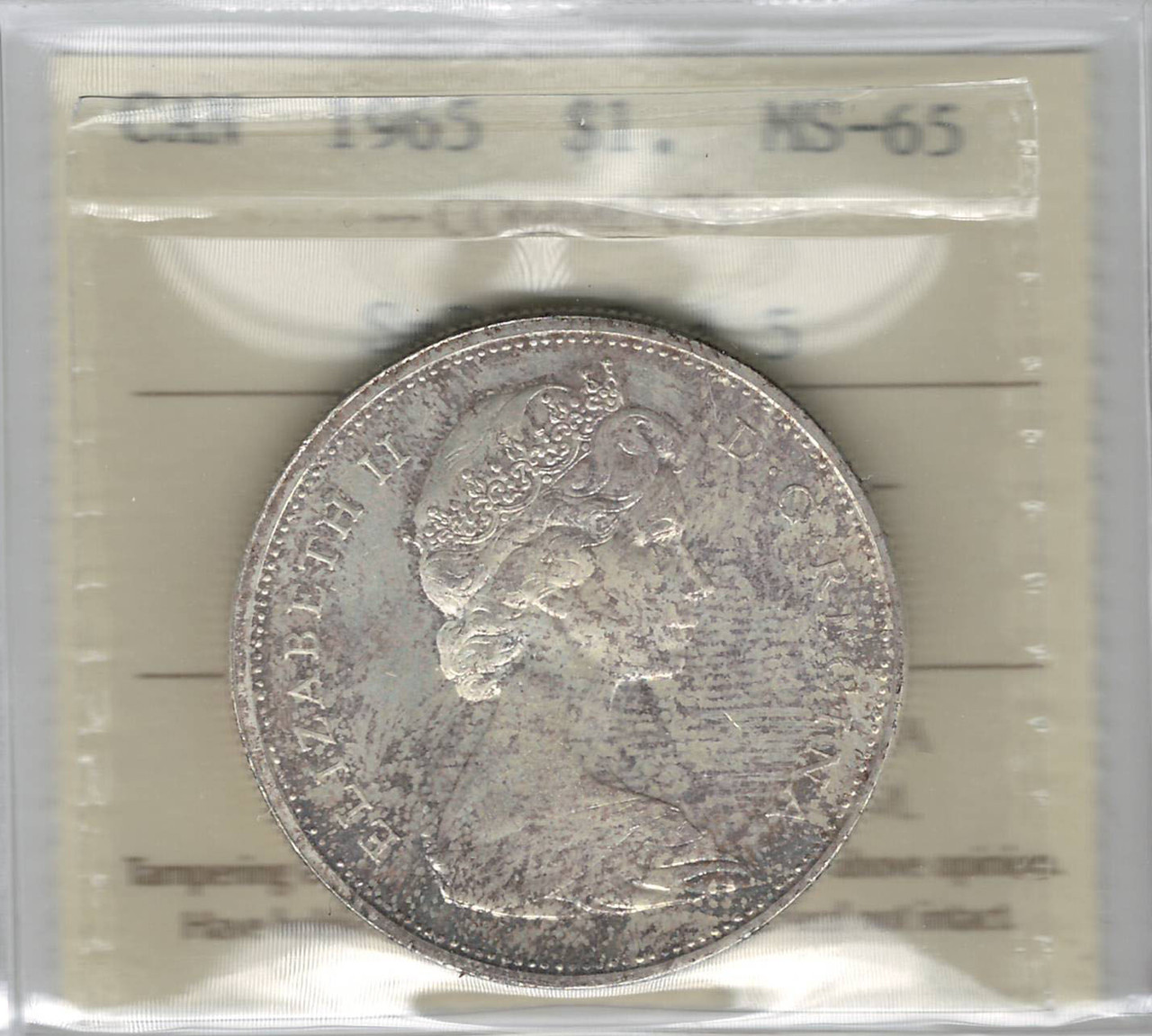 Canada: 1965 Dollar Small Beads Pointed 5 ICCS MS65 - London Coin